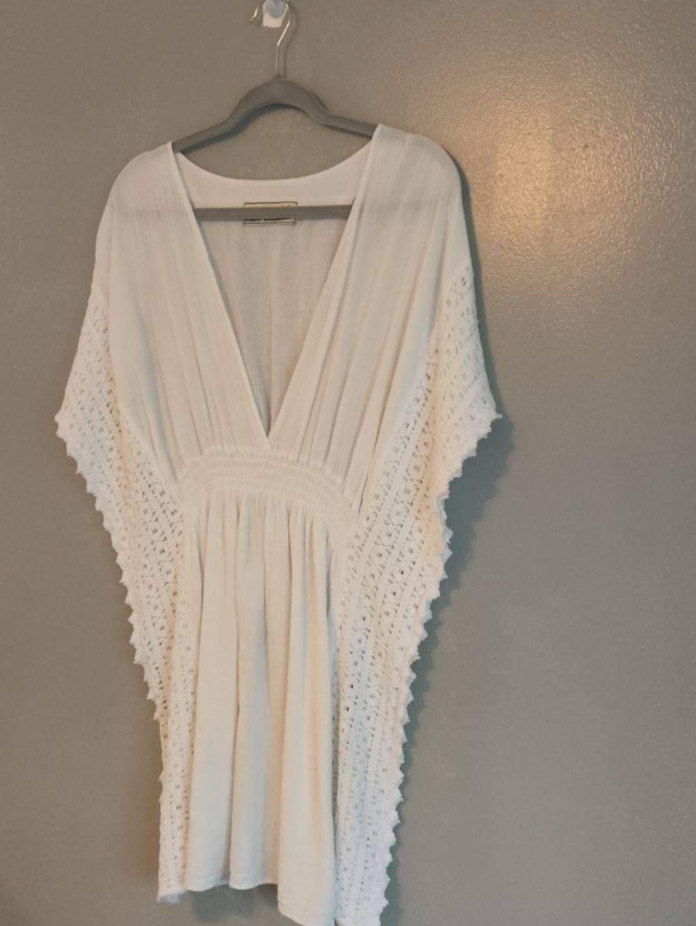 Women's White Crochet-Detail Swim Coverup